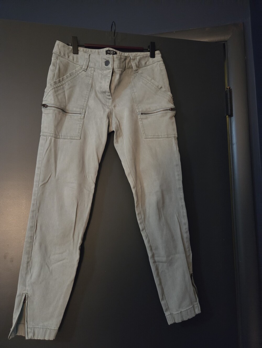 LOFT Cropped Cargo Ankle Pants - Light Tan